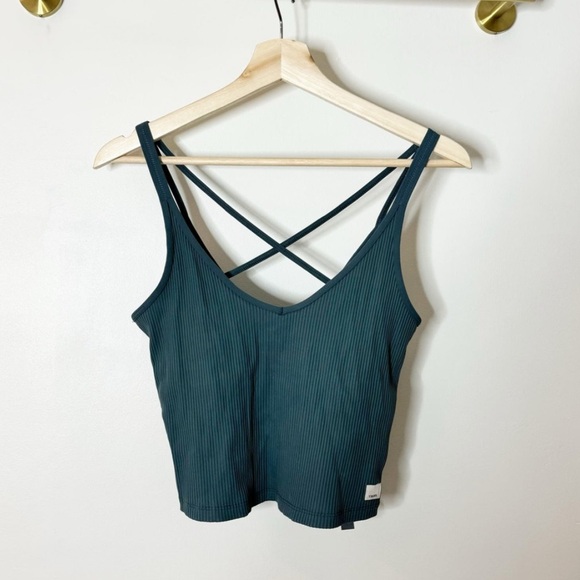Vuori Tops - Vuori Teal Ribbed Crisscross Back Tank Top